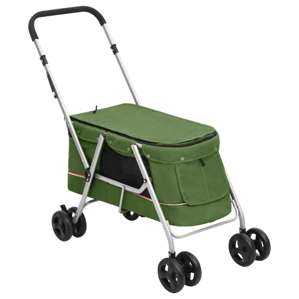 vidaXL Cochecito para Perros Plegable Tela Lino Verde 100x49x96 cm
