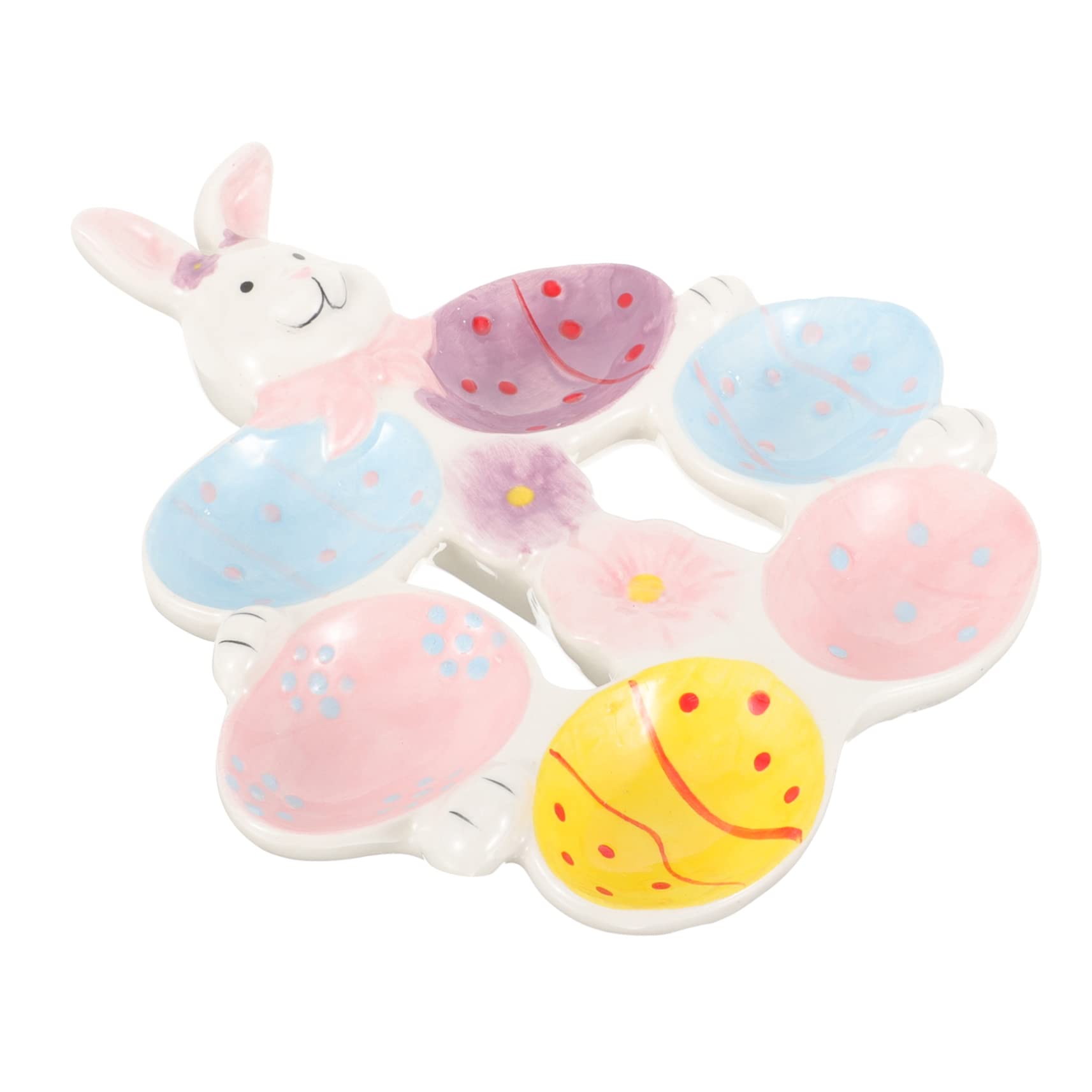 OFFSCH Egg Cup Ceramic Rabbit Shape Boiled Egg Holder Breakfast Egg Cups Egg Stand Kitchen Egg Organizer Random