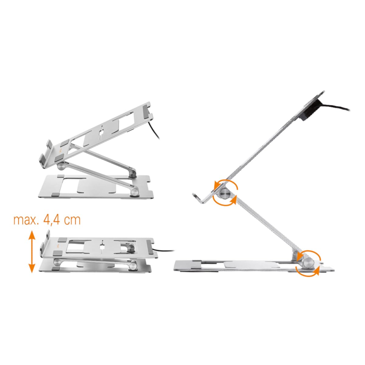 myWall Laptop Ständer HT17L, Ergonomische Laptop-Halterung für den Schreibtisch, Notebook und MacBook Ständer kompatibel für 11-17 Zoll, Belüftet und Zusammenklappbar, Ständer-Halter für Laptop