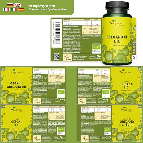Oregano Öl Kapseln Vegavero Bio – 90 mg Carvacrol in veganer Form