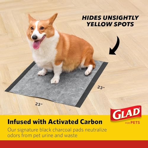 Image of Glad for Pets Activated Carbon Puppy Training Pads with Chew Deterrent and Attractant, Odor Control, 23 x 23 Inch Disposable Dog Pee Pads, 6-Layer Leak-Resistant Potty Pads, 50 Count - 2 Pack