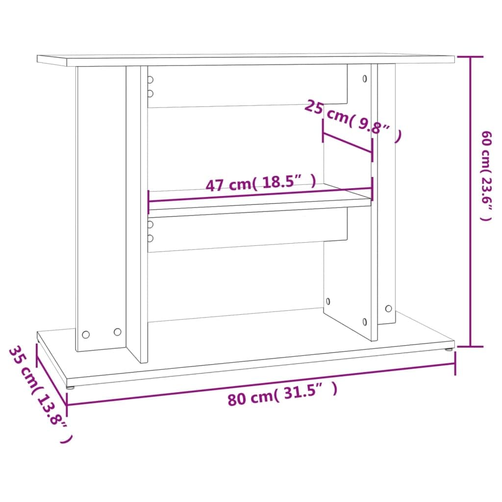 Support pour aquarium noir 80x35x60 cm bois d ingénierie