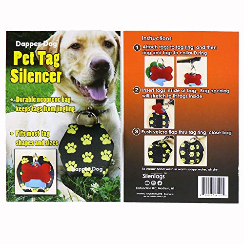 Image of Dapper Dog - Dog Tag Silencer with Tag Ring (Yellow Paw Prints)