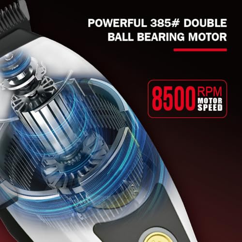 Image of WMARK NG-7030 Salon Series 8000-8500RPM 385 Double Ball Bearing Motor Zero Gapped Hair Clipper High Precision Fade Blade with DLC Process 4500mAh Battery USB Charging & Stand 240-Min Runtime, Model 9