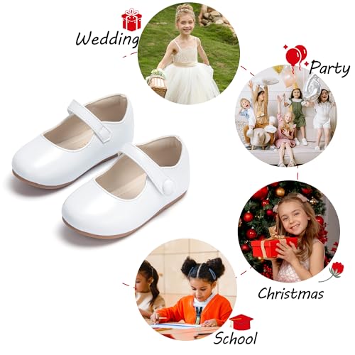 Image of PHIRAMIN Toddler Flower Girl Glitter Dress Shoes Little Girl Ballet Flats Bow Wedding Party
