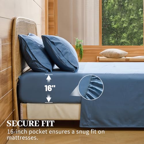 Image of Bedlifes 1000TC Egyptian Cotton Cal King Sheets, 4Pcs, 16 inch Deep Pocket