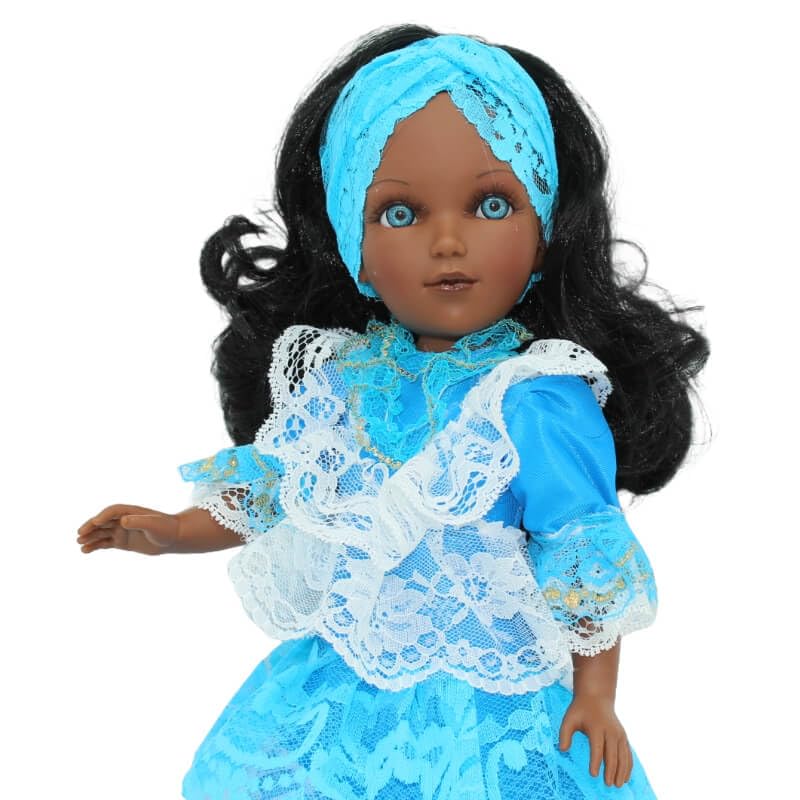 FOLK Muñeca Mari's mulata Yemaya Vidal Rojas Dolls Original 41 cm. colección Vestido religioso santera. Fabricada en España Artesanía