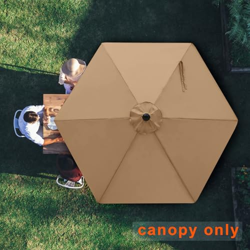 Image of MASTERCANOPY Patio Umbrella 7.5 ft Replacement Canopy for 6 Ribs-Khaki Canopy Only
