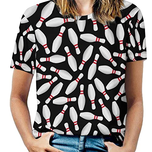 BAIKUTOUAN レディース ボウリングTシャツ 半袖