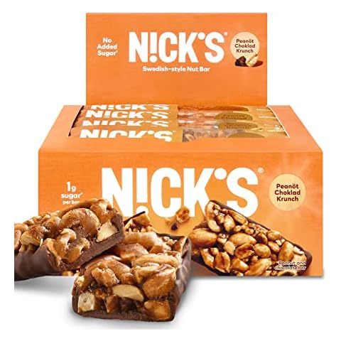 NICK'S Peanut Chocolate Snack Bar, Keto Nut Snack for Sports, Hiking & Outdoor Activities, 1G sugar, 3G net carbs, healthy snack, (pack of 12) Cover