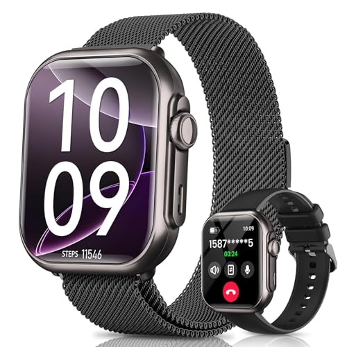 Image of Smart Watch for Men Women - Answer /Make Call /30 Days Battery /2 Bands, 1.85 inch HD for Android iPhone Samsung Compatible IP68 Smartwatch Blood Oxygen Heart Rate Blood Pressure Sleep Fitness Tracker Reloj
