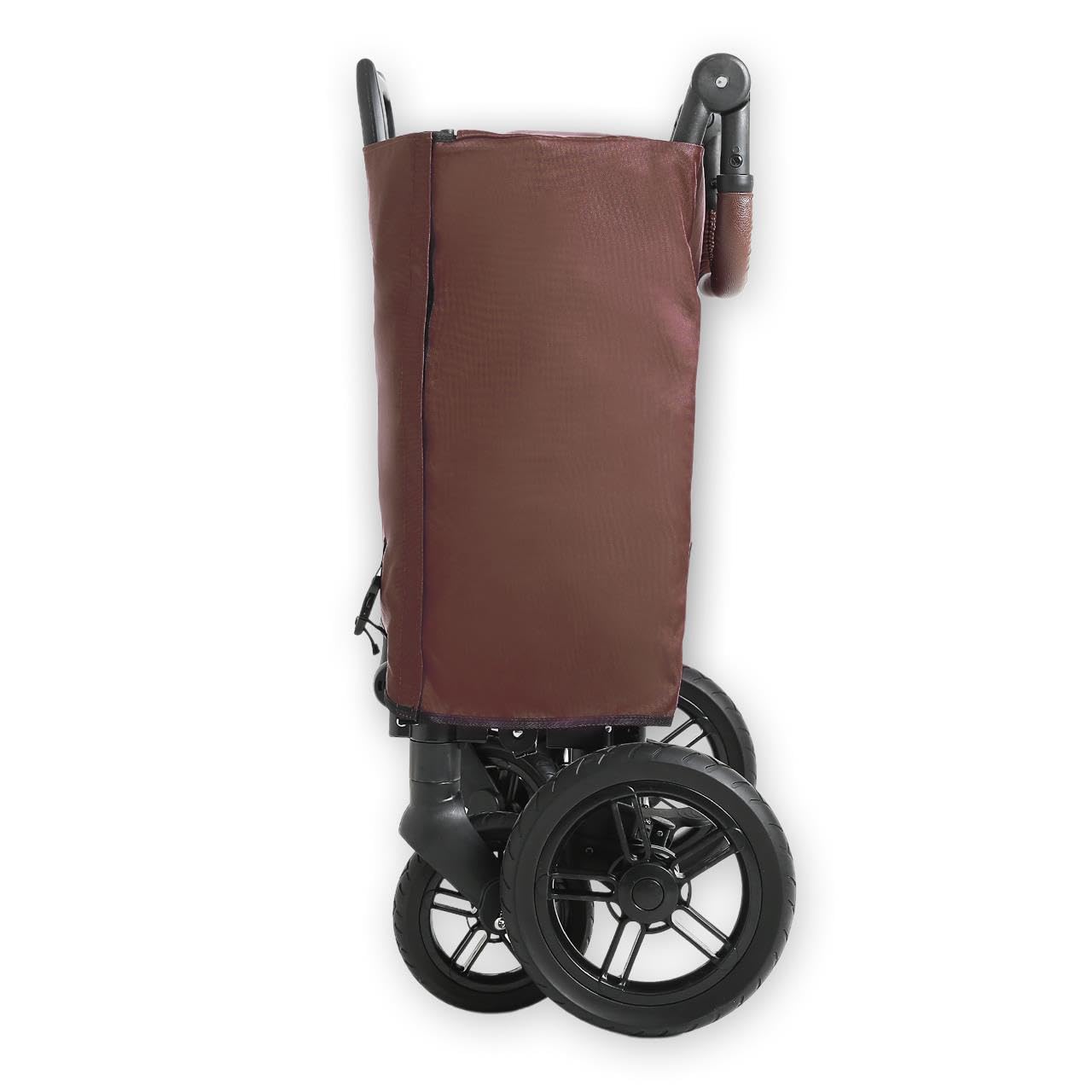FUXTEC Bollerwagen faltbar FX-CTL950 Braun mit Dach - Transportwagen klappbar | Hecktasche, Komfort-Schiebegriff & Innenraumverlängerung | 5-Punkt-Gurt | Handwagen/Leiterwagen – Das Original