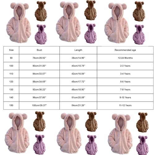 Toddler Zip Up Hoodie Girl Baby Boy Fuzzy Fleece Cute Teddy Bear Ears Jacket Warm Winter Outwear Coat 1-12 Years4