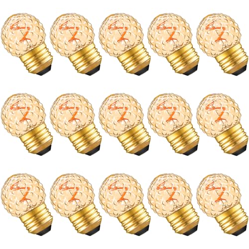 Image of G40 LED Low Watt Light Bulbs Warm Glow E26 Amber 1W 10 Watt Light Bulb,Low Lumen Light Bulb Small Edison Short Dim Light Bulbs for Lamp,Bedroom (Amber Spiral Filament 2200K, 15 Count)