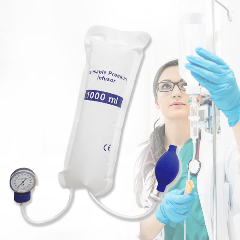 Sac de pression portable avec jauge et pompe, transparent, 1000 ml, 1 pièce