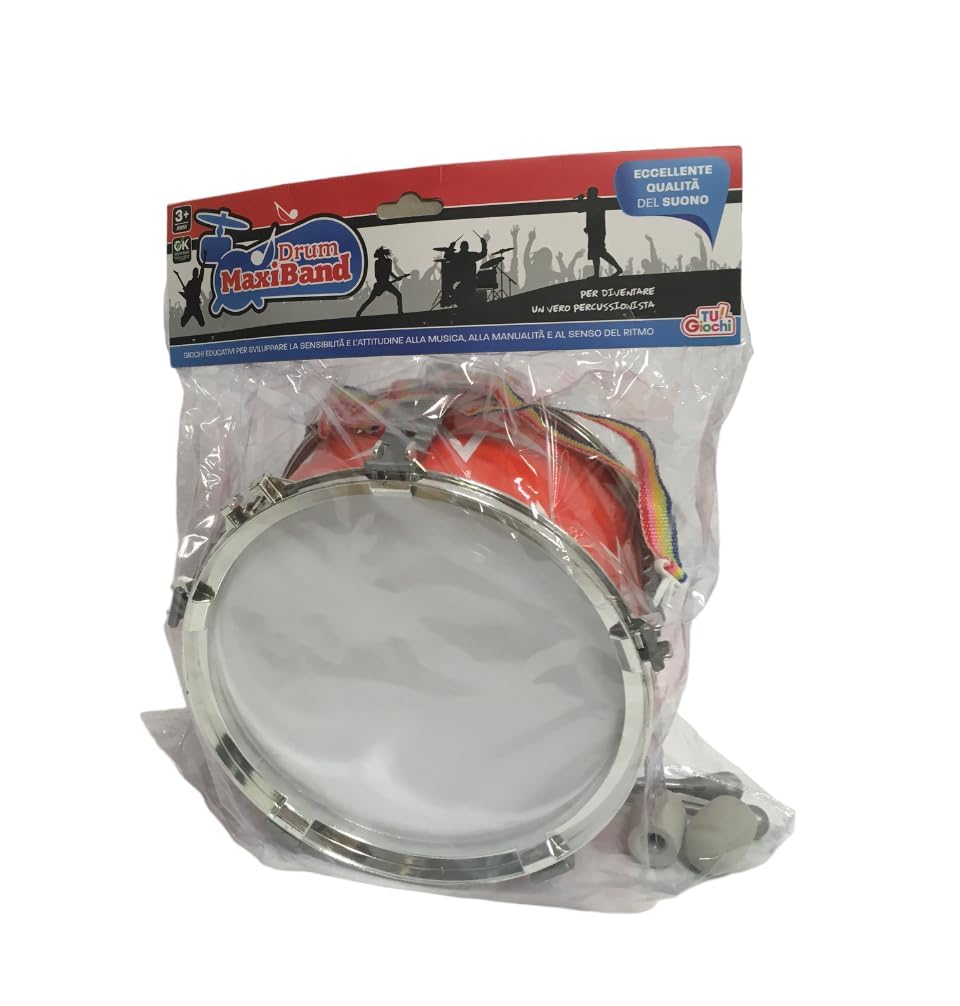 Tamburo Bambini Tamburo Giocattolo per Bambini con Bacchette e Tracolla Marching Drum Tamburo in Busta Diametro cm 20