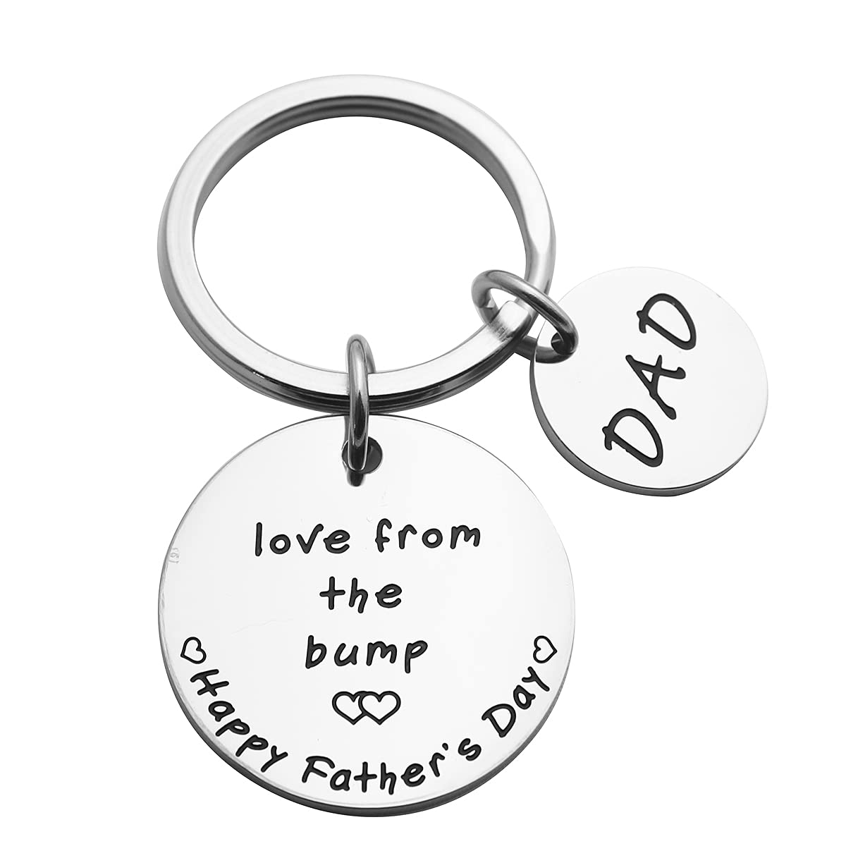 Huiuy Dad Keychain Love from The Bump Happy Fathers Day Daddy to Be Gift Pregnancy Announcement Gifts Stainless Steel Keychain