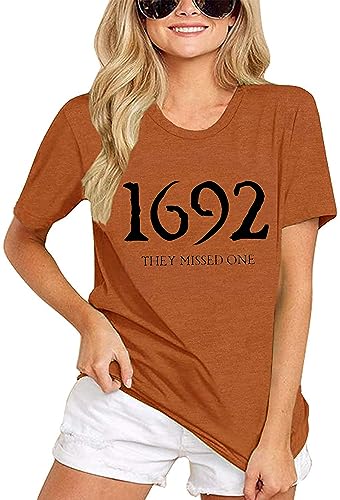 1692 They Missed One Shirt Women Halloween Salem Witch Tshirt Funny Letter Print Tees Casual Short Sleeve Tops2
