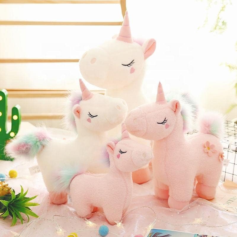 Image of RVA Stand Unicorn Soft Toys for Girl and Kids Wild Animal Stuffed Plush Toy Figure Jungle Cartoon Character Kids Playing Cute Toy Set Birthday Return Gift (White-50cm)