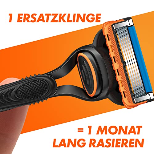 Gillette Fusion 5 Rasierer Herren, TESTSIEGER VON GILLETTE BEI STIFTUNG WARENTEST, 1 Nassrasierer und 1 Rasierklinge mit Gleitstreifen für Eine Gründliche Rasur — Schwarz 5