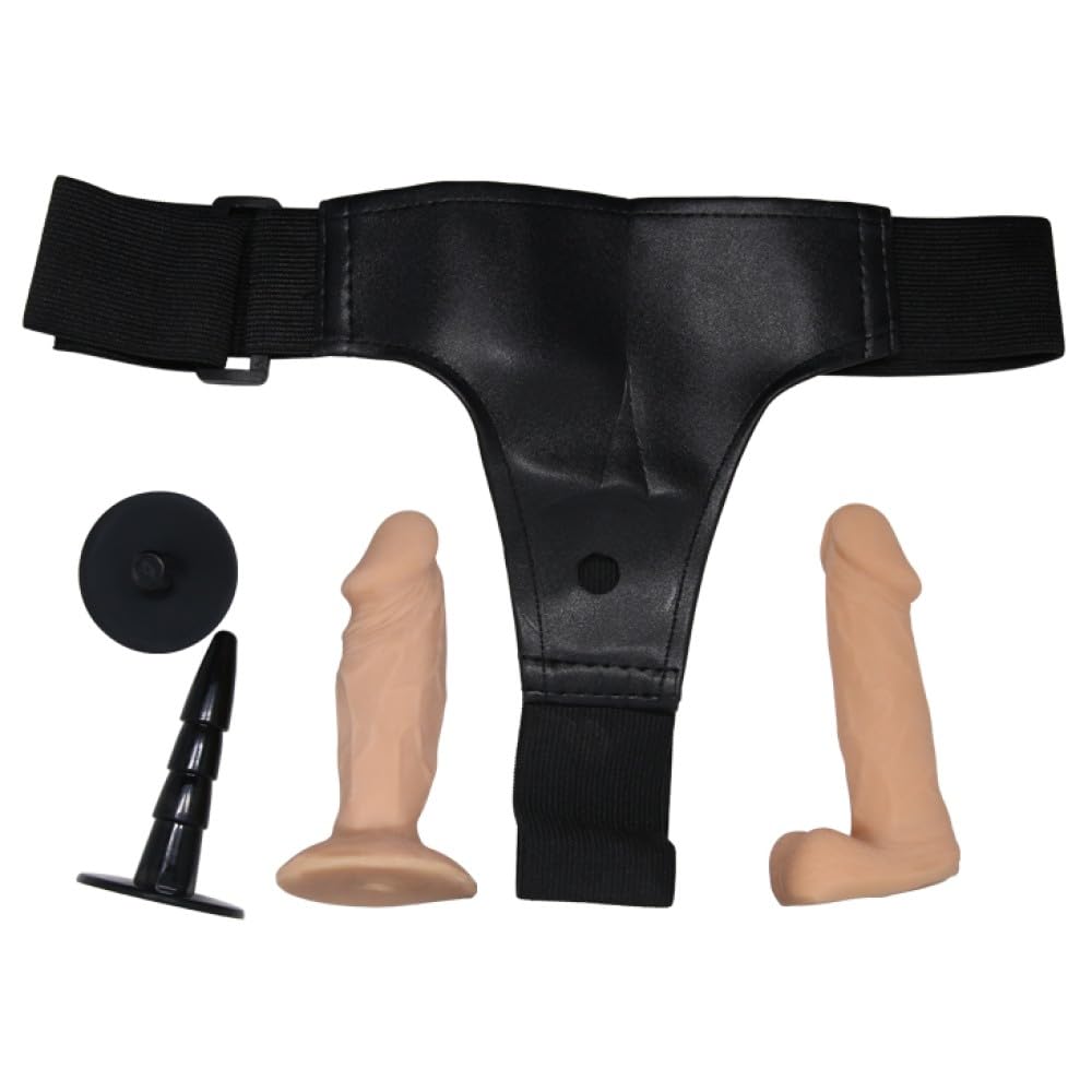 Pegging Strapon Anale Uomo con 2 PICCOLI Dildo, Cintura fallica con pene indossabile da donna per penetrazione anale dell'uomo, cinta con pene piccolo