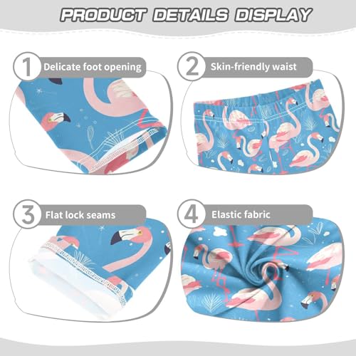 KLL Flamingo Pattern on Blue Background Toddler Girl Active Leggings Casual High Waisted Yoga Pants Gym3