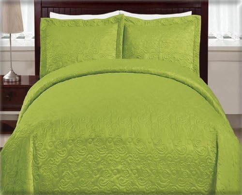 Casa Bajajio LUX-0658 3-Piece Luxemburg Matte Satin Quilt Set, Full, Pastel Green