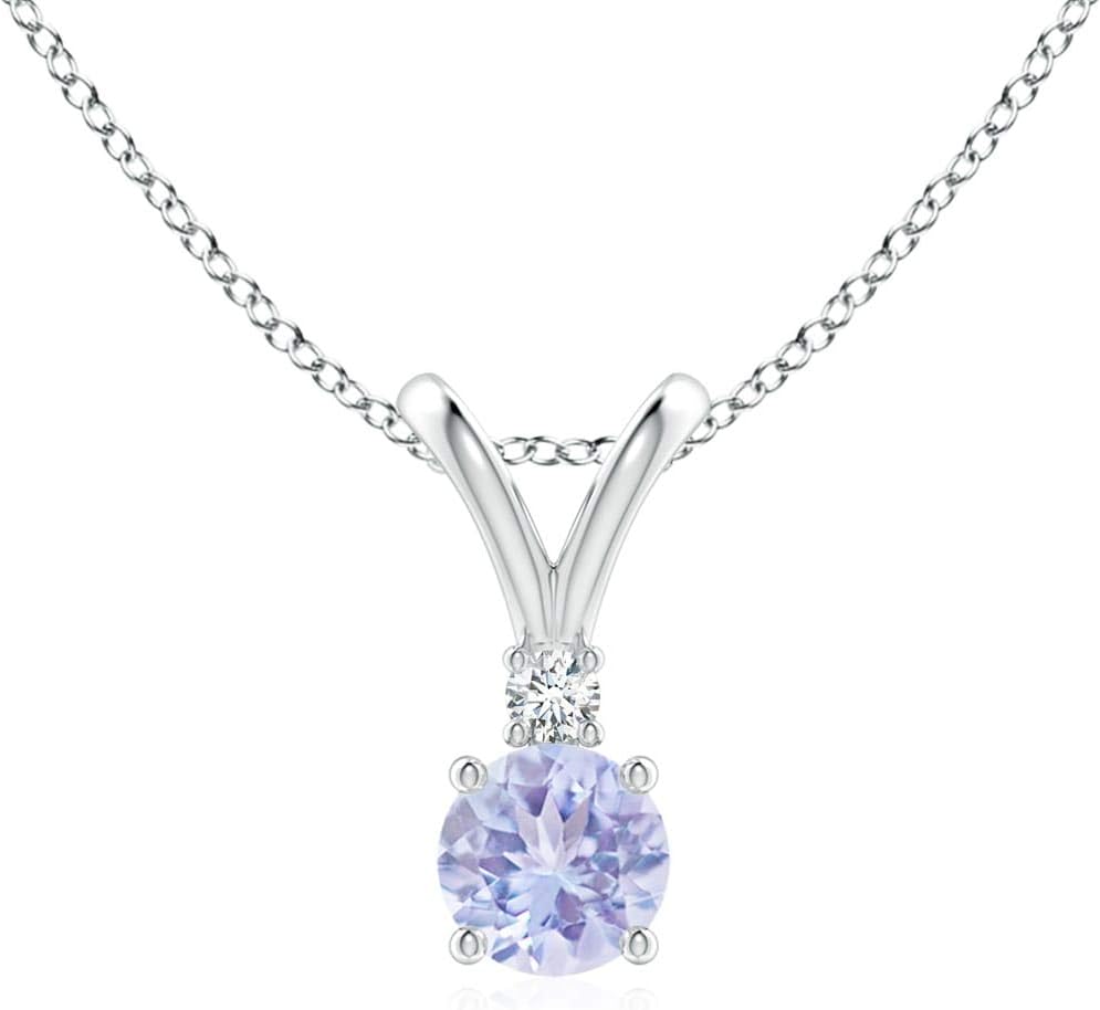 Angara Natural Tanzanite Solitaire Pendant Necklace for Women, Girls in 14K Solid Gold/Platinum/Sterling Silver | December Birthstone | Jewelry Gift for Her | Birthday|Wedding Anniversary