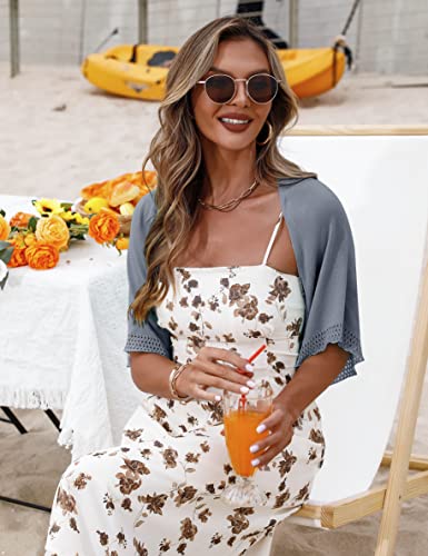 Image of Totatuit Women's Short Sleeve Bolero Shrug for Dresses Open Front Knit Cropped Cardigan Loose Sheer Cardigan Sweater