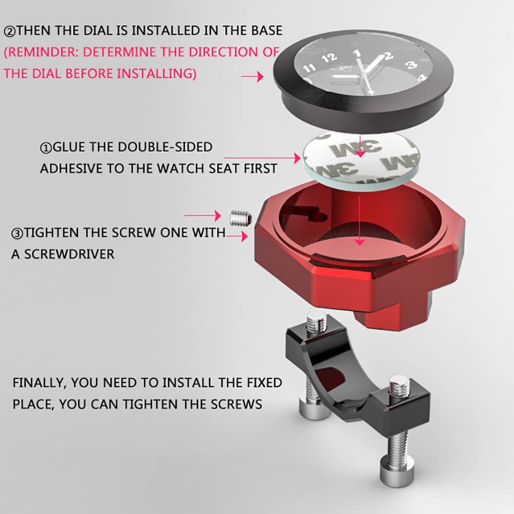 Horloge De Guidon Moto TOTMOX - Étanche IPX7, Alliage Aluminium | Compatible Yamaha, Kawasaki, Suzuki