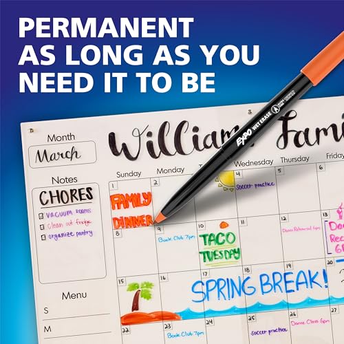 Image of EXPO Vis-a-Vis Wet Erase Markers, Semi-Permanent, Assorted Colors, Ultra Fine Tip, 8 Count - For Writing on Glass, Whiteboards, Mirrors, Calendar, Labeling, Organizing