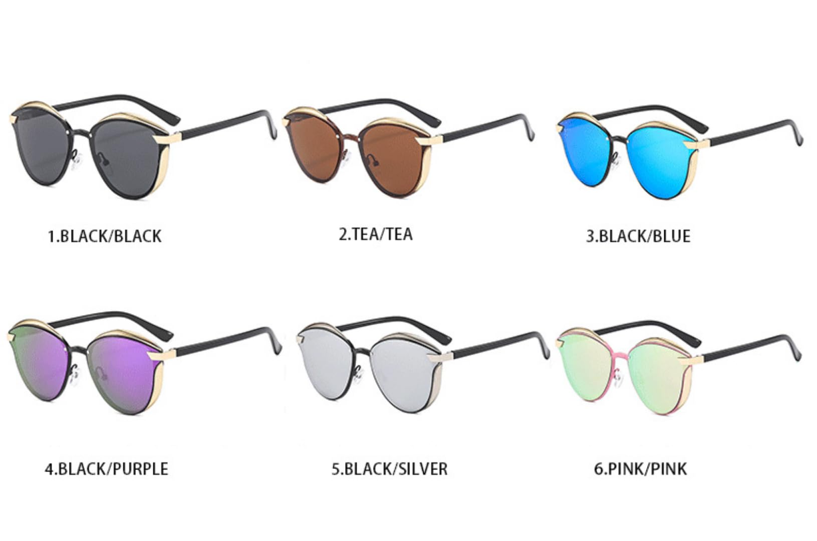 Occhiali da sole polarizzati Cat Eye bicolore unisex, montatura in metallo | Occhiali da sole polarizzati unisex Cat Eye, finitura bicolore a contrasto, UV400, classe 3, per guida, viaggi e feste