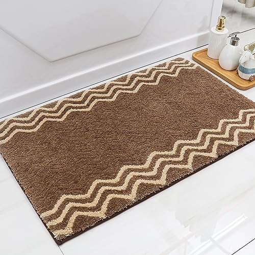COSY HOMEER Extra Thick Bath Nursery Rugs for Bathroom - Anti-Slip Bath Mats Soft Plush 100% Strong Polyester Rug Living Room Bedroom Home Mat Floor Water Absorbent (Brown,24x36 - Inches)