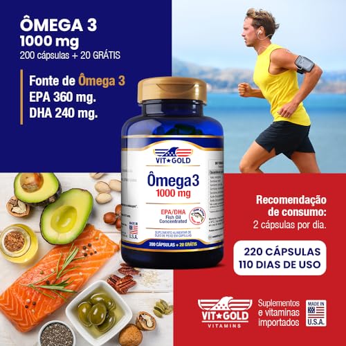 OMEGA 3 Fish Oil 1.000mg Vitgold 200 cápsulas + 20
