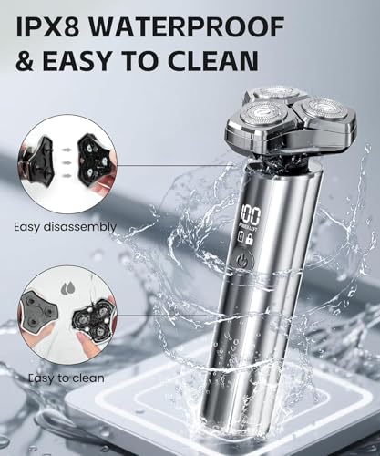 Image of Electric Razor for Men，10,000RPM High-Speed Motor, IPX8 Waterproof, 𝐔𝐩𝐠𝐫𝐚𝐝𝐞𝐝 𝐂𝐮𝐫𝐯𝐞𝐝 𝐑𝐚𝐳𝐨𝐫 𝐅𝐨𝐢𝐥，USB Fast Charging, Quick Charge & Travel Lock，Gifts for Father's Day