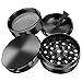 iLC Grinder Especias, Tabaco, & Hierbas Grinder Metálico con Polen Colector 2" - Hecho de Duradero Aleación de Zinc- 4 Piezas - Dientes en Forma de Diamante (Negro)
