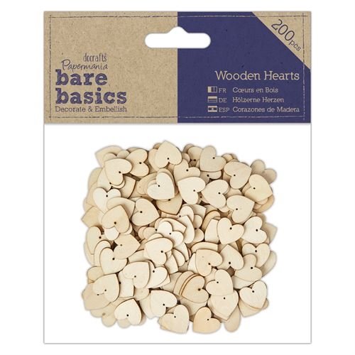 Bare Basics Wooden Hearts, Natural, One Size