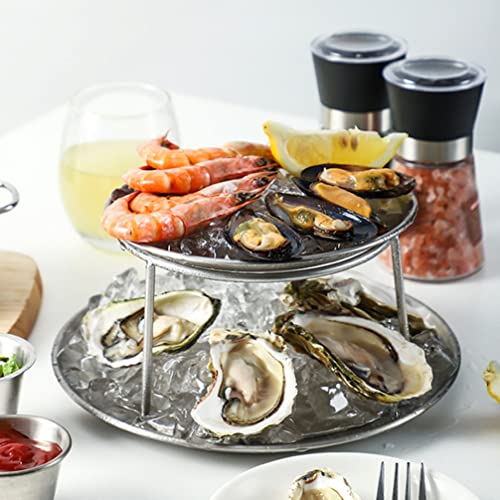 SHERCHPRY Cutlery Tray Metal Pizza Tray Holder Pizza Box Riser Serving Platter Seafood and Rack Tabletop Serving Platter Riser Stands for Home Party Silver 16-18cm Cupcakes - Image 3