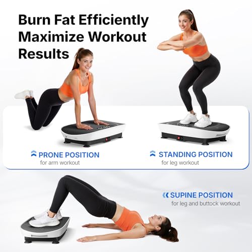 Image of MERACH Vibration Plate Exercise Machine, Curved Vibration Plate for Lymphatic Drainage Weight Loss, Vibrating Plate with Real-Time Calorie Tracking on LED Display, Workout Equipment for Home Women Men