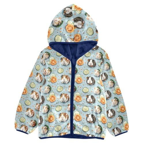 CHIFIGNO Guinea Pigs Kids Fleece Jacket Fleece Lined Zip up Jacket Toddler Fall Jacket with Hooded 3T