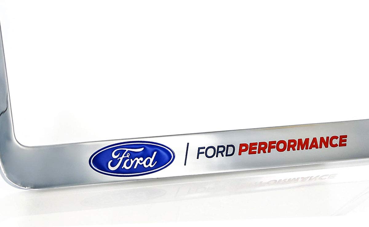 Ford F-150 Chrome Brass License Plate Frame - 4 Hole, Officially Licensed, With Screw Covers