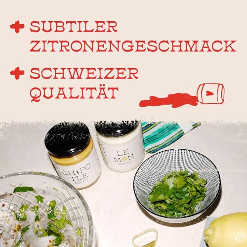 BEYELER® Lemon Mayo | Gourmet Mayonnaise mit einem kräftigen Schuss Zitrone | Hochwertige Zutaten vereint zu einer sommerlichen Mayo | Hergestellt mit Freilandeiern | 250ml Glas