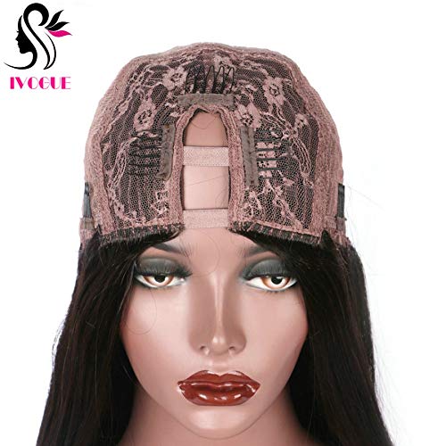 Long Silky Straight U Part Wigs Malaysian Virgin Human Hair Middle 1"x4" Upart None Lace Wigs for Black Women (24inch)