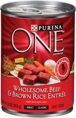 Purina ONE Wholesome Beef/Brown Rice Dog Food (13-oz, case of 12)