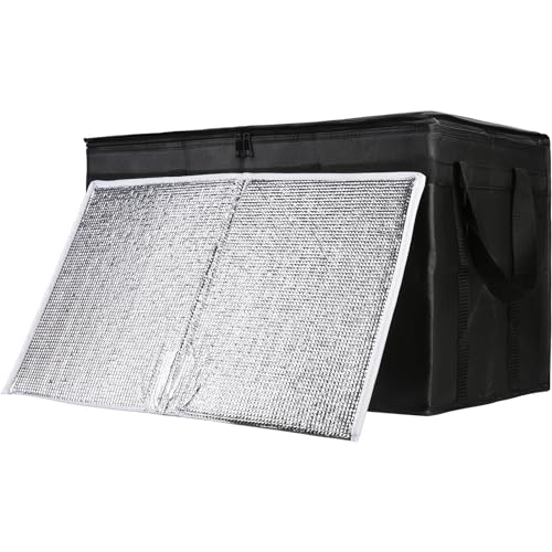 1-Pack Insulated Food Delivery Bag with Hard Bottom, 3X-Large, Black