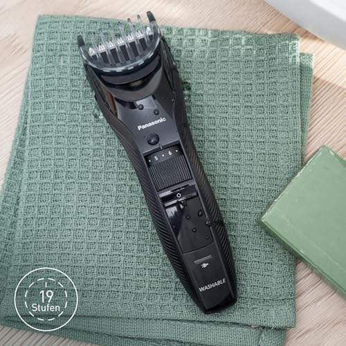 Panasonic ER-GC53K503 Haarschneider für Männer, tragbarer, kabelloser, wasserdichter Trimmer, 19 Längeneinstellungen, 1 Aufsatz, kabelloser & kabelgebundener Betrieb, Schwarz