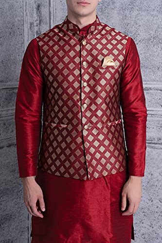 Image of Uri and MacKenzie Men's Silk Blend Kurta Pajama with Designer Ethnic Nehru Jacket /Modi Jacket
