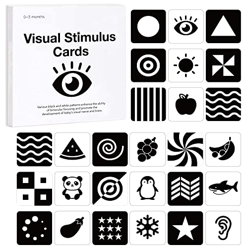 Image of Richgv Newborn Baby Essentials, Black and White Baby Cards Toys 0-3-6 Months,Newborn Baby Stuff, High Contrast Toys for Infant 0-6 Months, 40 Pages Visual Stimulation Sensory Flash Cards for Babies