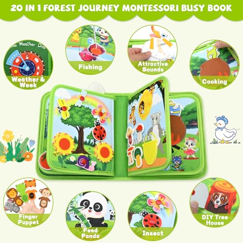 Image of Jungle Educational Book for Toddlers 1-3 - Montessori Quiet Activity & Learning Book with Jungle Animals, Educational Toy for 1 2 3 Year Old Boys Girls, Travel Toy for Airplane & Car Trips