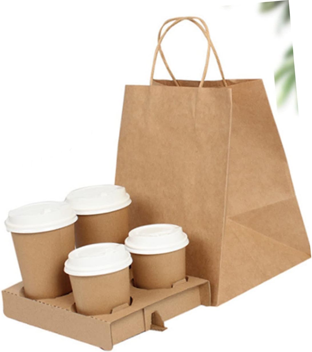 Luxshiny 50pcs Corrugated Paper Drink Carrier for Cups Takeout Beverage Holder for Shops Concession Stands Sturdy Design for Safe Transport
